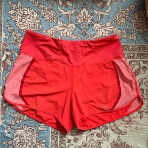 ATHLETA Shorts Acceleration Running Semi Fitted High Rise Orange/Red Medium